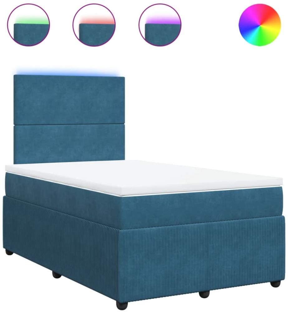 vidaXL Boxspringbett mit Matratze Blau 120x200 cm Samt 3294608 Bild 1