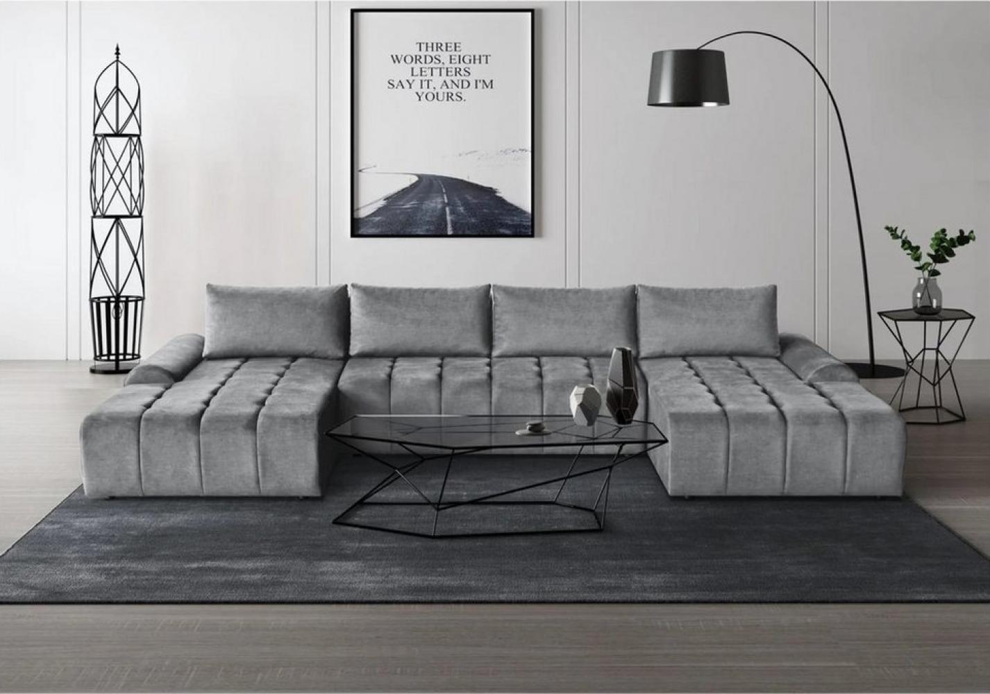 Beautysofa Ecksofa Costa U, inkl. Schlaffunktion, Bettkasten, modernes Lounge-Ecke für Wohnzimmer, U-Form Polsterecke aus Velourstoff, Wohnlandschaft Bild 1