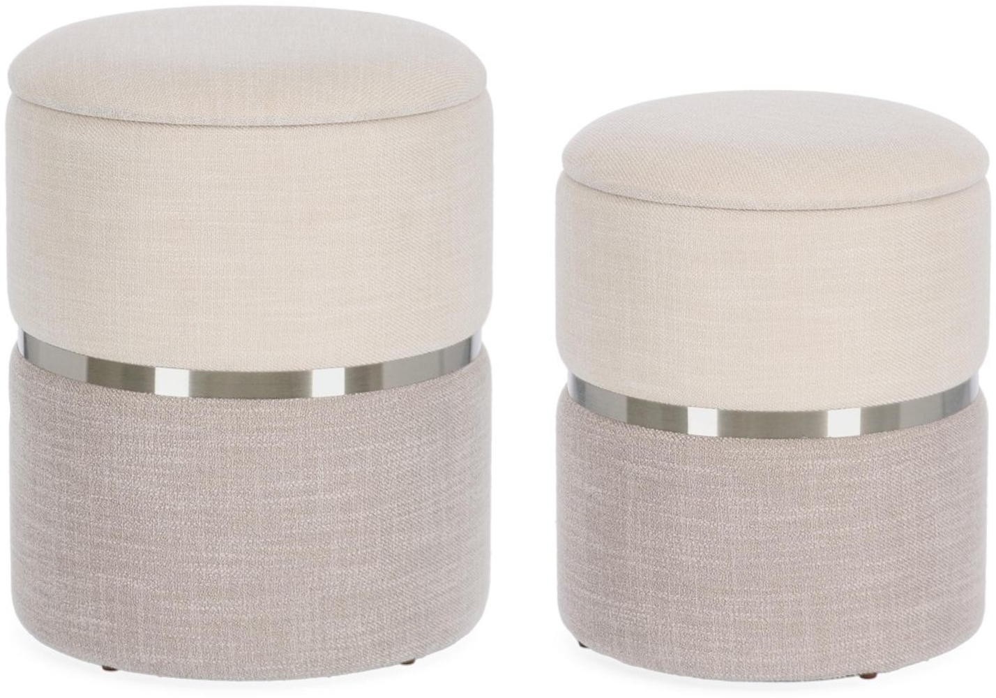 Pouf Radinka 2er-Set aus Stoff, Grau, 32x32x38 / 36x36x44 cm Bild 1