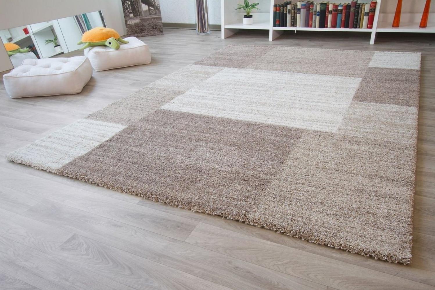 Designerteppich Nancy - Felder, Farbe: beige braun, Größe: 80x150 cm Bild 1