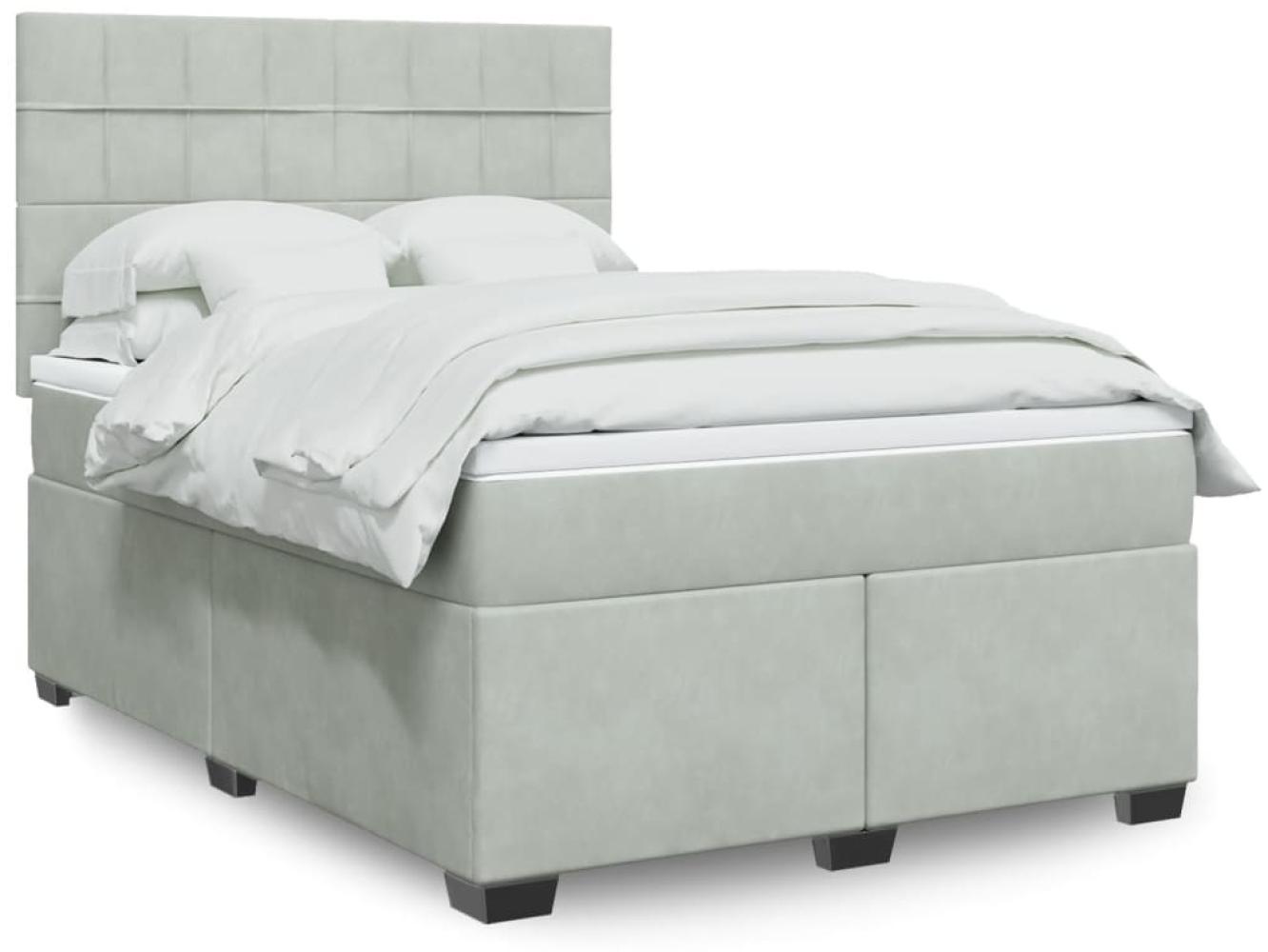 vidaXL Boxspringbett mit Matratze Hellgrau 140x190 cm Samt 3293206 Bild 1