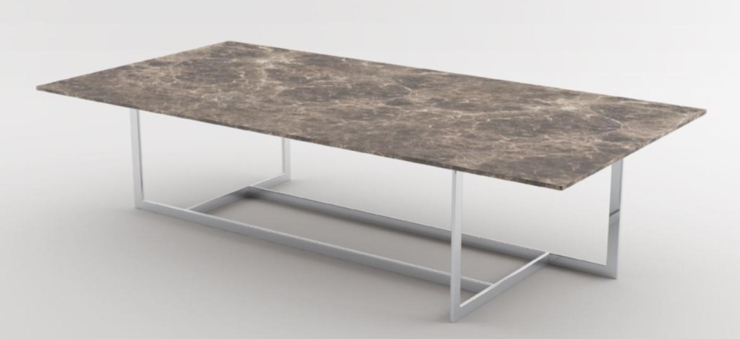 Casa Padrino Luxus Couchtisch Silber / Braun 160 x 80 x H. 40 cm - Moderner rechteckiger Wohnzimmertisch mit Marmorplatte und Edelstahl Gestell - Luxus Kollektion Bild 1