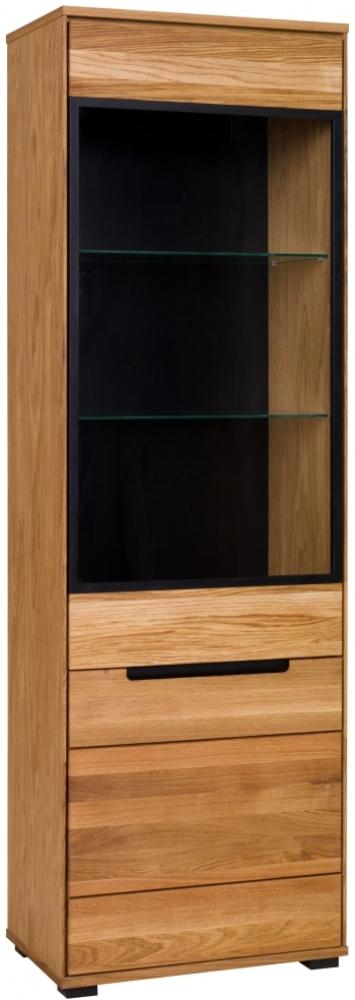 Vitrine LOLA Hochschrank zur Anbauwand Eiche teilmassiv furniert Slimline ca. 63 x 197 x 41 cm Bild 1