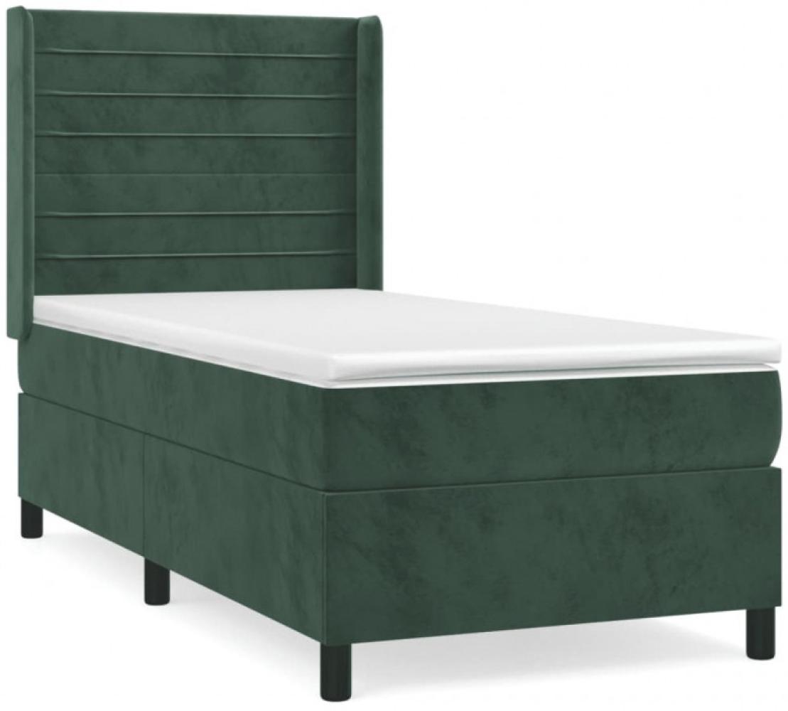 vidaXL Boxspringbett mit Matratze Dunkelgrün 100x200 cm Samt 3132726 Bild 1