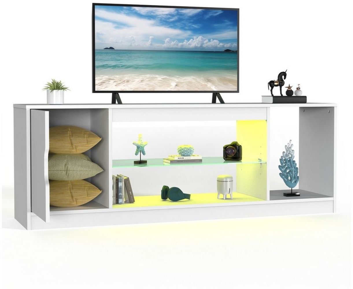 kehot TV-Schrank TV-Schrank aus gehärtetem Glas, verstellbare LED, TV-Schubladenschrank (Geeignet für Fernseher mit einer Größe von 65 Zoll und darunter) Lowboard-TV-Schrank, 1,5 m RGB-Bluetooth-LED, verstellbare Regale Bild 1