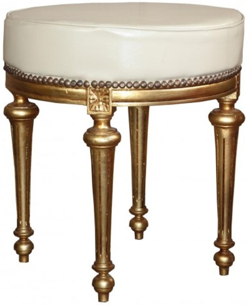 Casa Padrino Barock Sitzhocker / Rundhocker Creme /Gold Bild 1