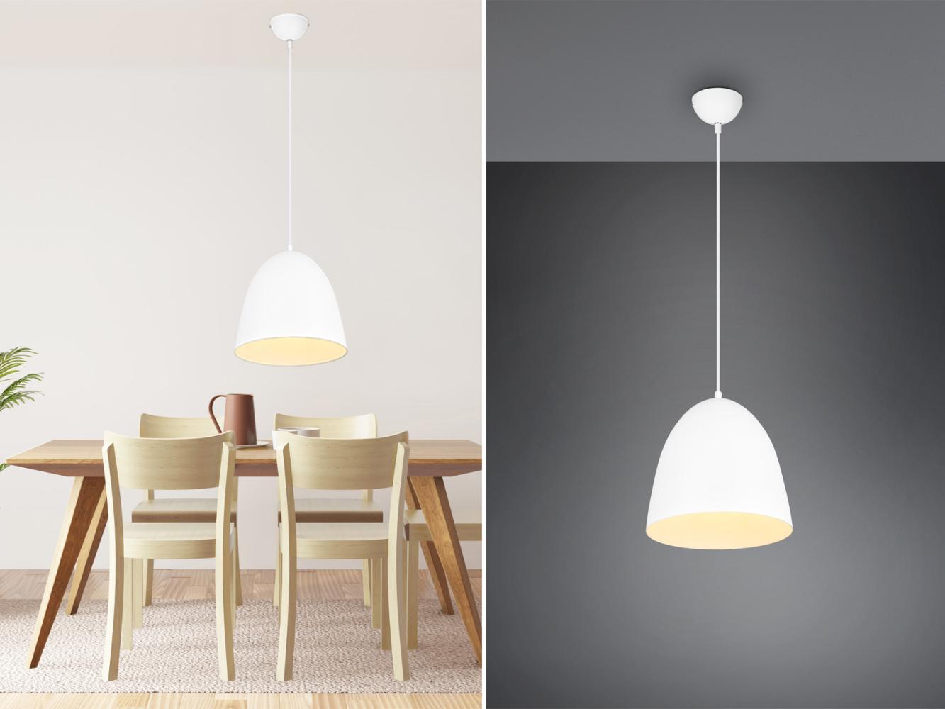 Reality Leuchten LED Pendelleuchte, Dimmfunktion, LED wechselbar, warmweiß, klein-e Lampe übern Esstisch & Kochinsel Weiß Deisgn-klassiker, Ø25cm Bild 1