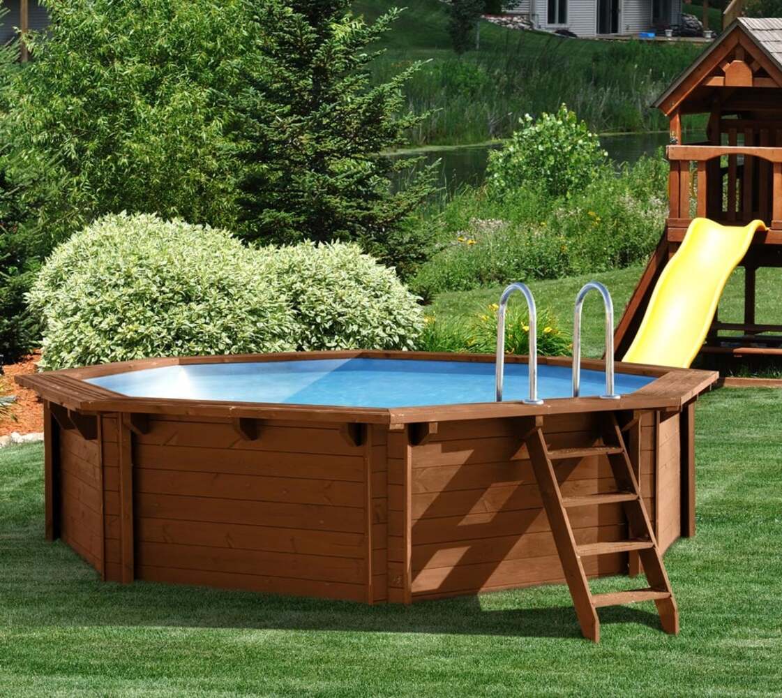 Interline Summer Schwimmbad Bali Holzpool Ø440x136 cm | Set 2 inkl. Sommer- und Winterabdeckung Bild 1