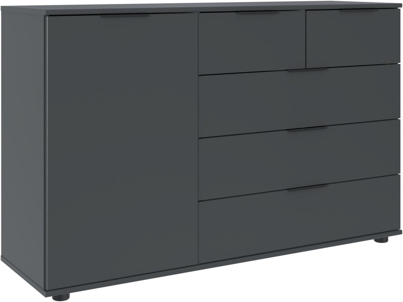 Wimex Kombikommode Tilburg, Sideboard 130x43x83cm, Made in Germany, mit schwarzen Metallgriffen, Stauraum hinter 1 Tür und in 5 Schubladen Bild 1