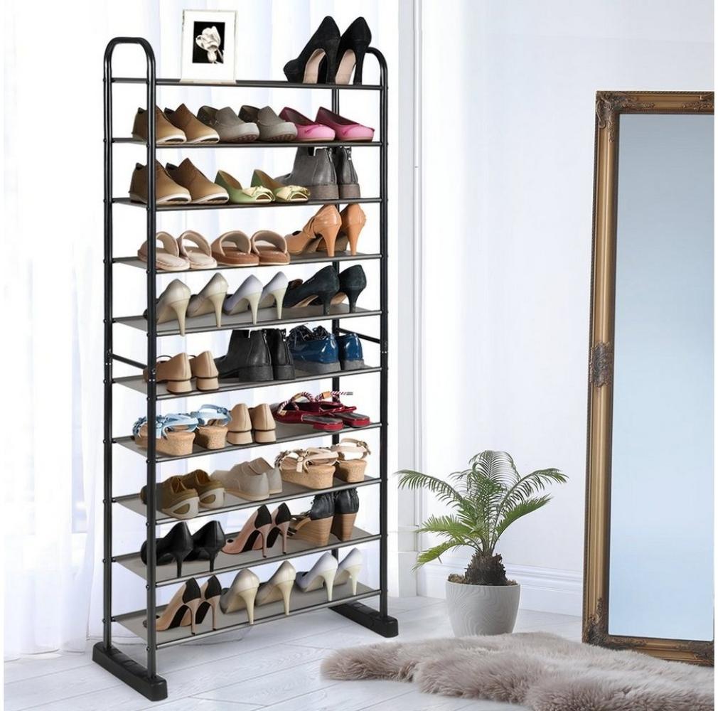 COSTWAY Schuhregal, schmal, 10 Ebenen für 30 Paar Schuhe, Metall, 66x29x152cm Bild 1