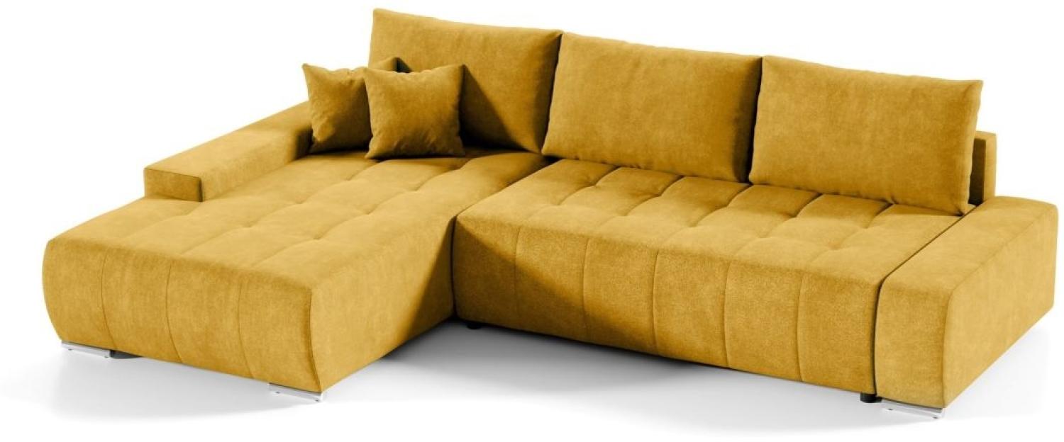 Ecksofa Sofa mit Schlaffunktion VOGAR Stoff Aston Gelb Ottomane Links Bild 1