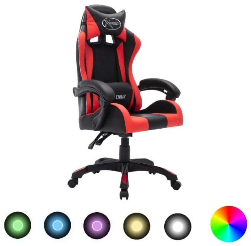 vidaXL Gaming-Stuhl mit RGB LED-Leuchten Rot und Schwarz Kunstleder 287997 Bild 1