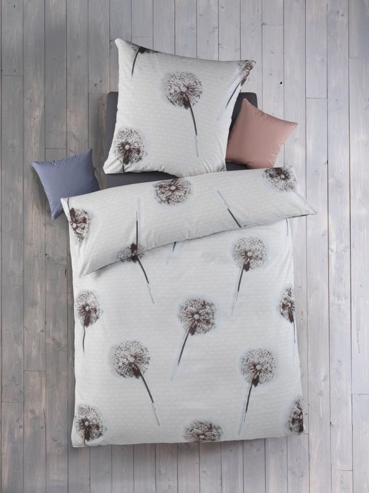 Optidream Renforcé Bettwäsche 135x200 cm Bettbezug 135x200 cm Kopfkissenbezug 80x80 cm Pusteblume weiß / grau / altrosa Bild 1