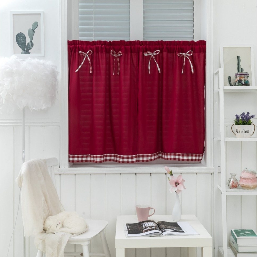 BYSURE Scheibengardine, Stangendurchzug (1 St), verdunkelnd, Polyester, Fenstervorhang für Küche Bild 1