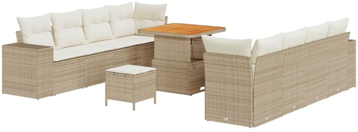 vidaXL Gartensofa-set mit Kissen 11 pcs Beige und Creme Poly-Rattan 3363926 Bild 1
