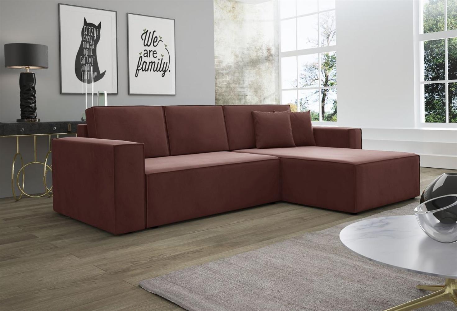 Ecksofa Schlafsofa Sofa CONOR Stoff Kronos Altrosa Ottomane Rechts Bild 1