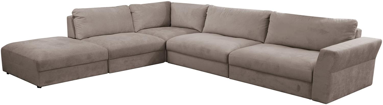 CAVADORE XXL-Eckcouch Cannes / Riesige, moderne Lounge-Sofagarnitur mit verstellbaren Rückenteilen / 359 x 80 x 294 / Flachgewebe, Braun Bild 1