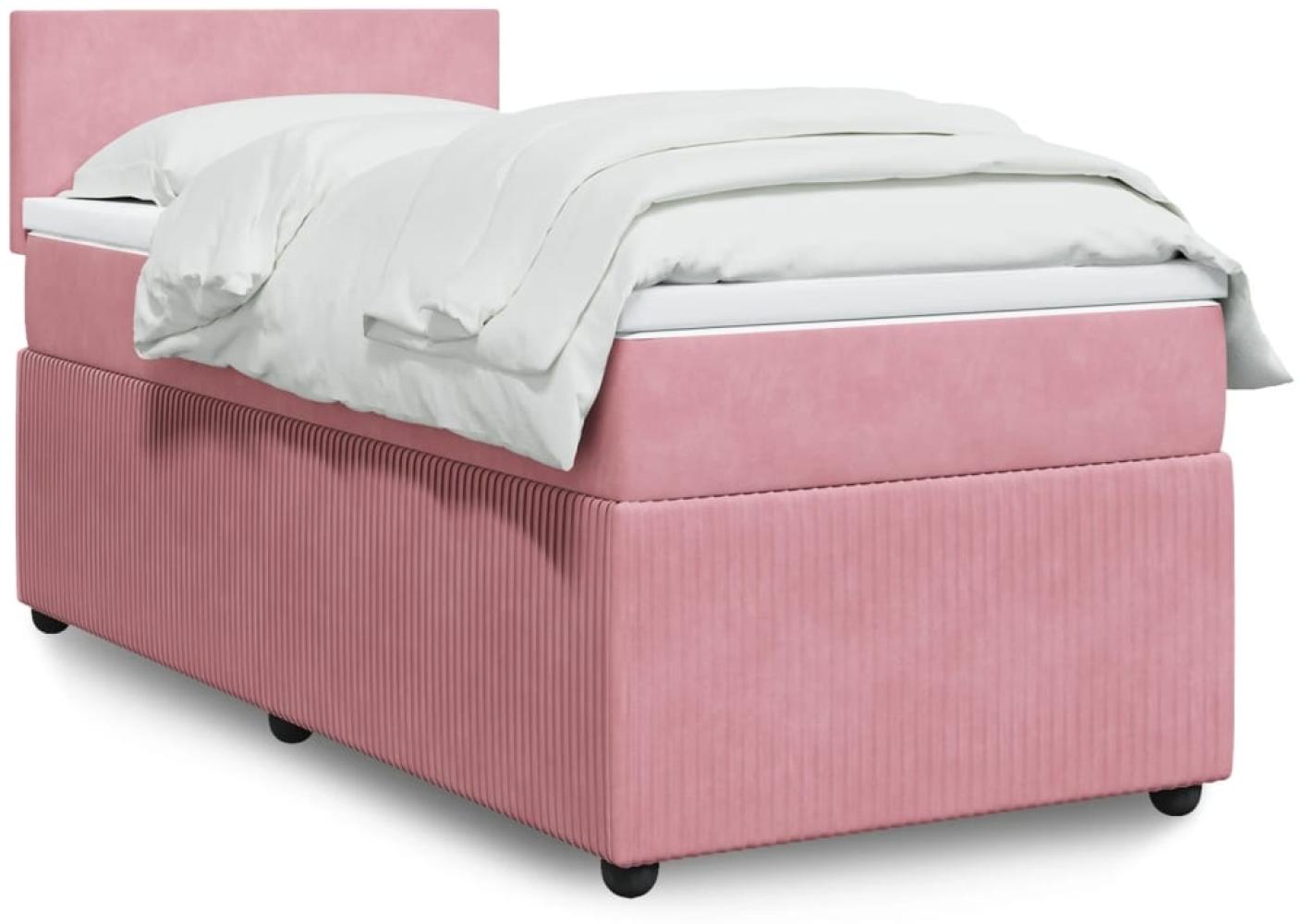 vidaXL Boxspringbett mit Matratze Rosa 90x190 cm Samt 3287613 Bild 1