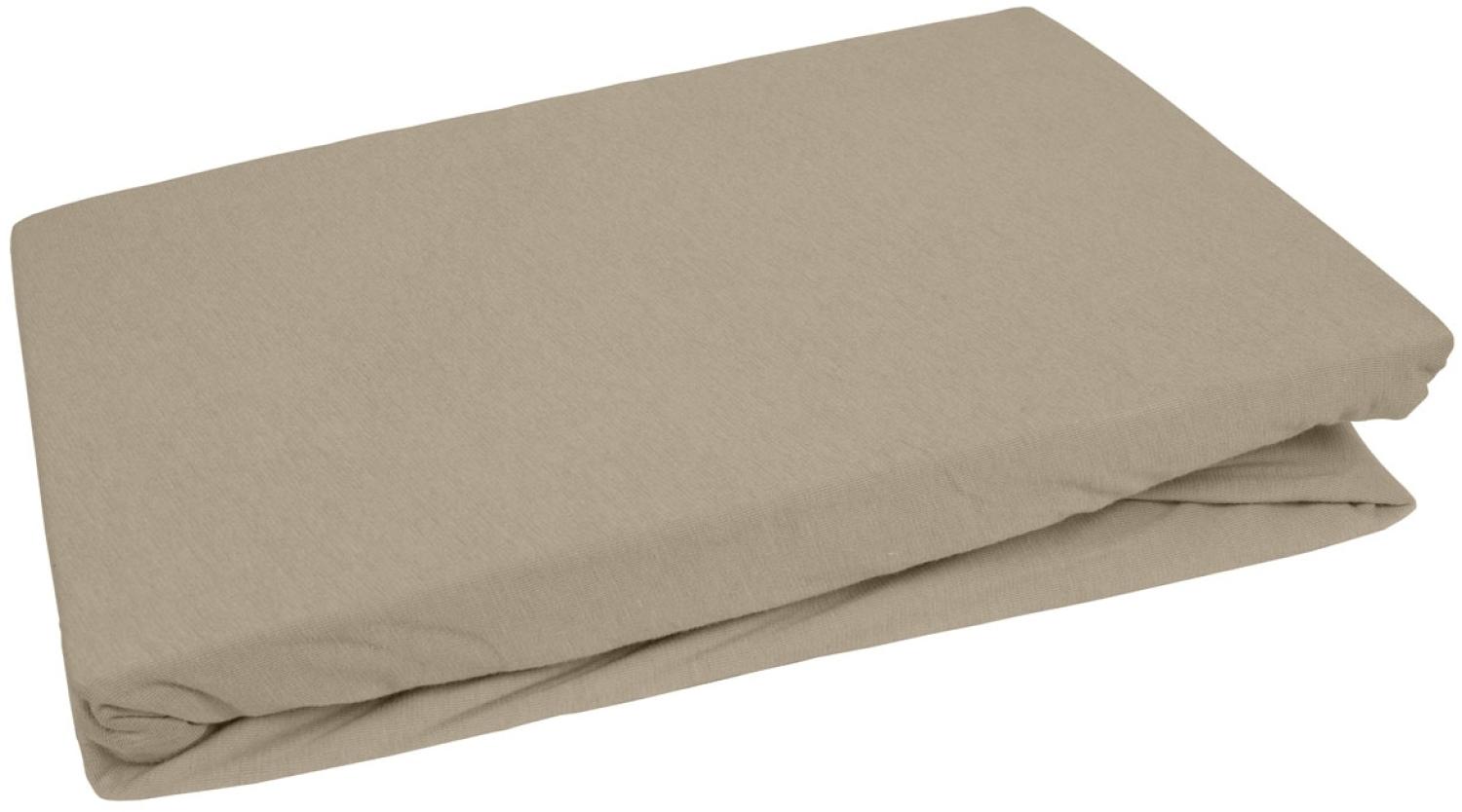 Bettwaesche-mit-Stil Jersey Spannbettlaken braun (taupe) 180 – 200 x200cm Höhe bis 20cm Bild 1