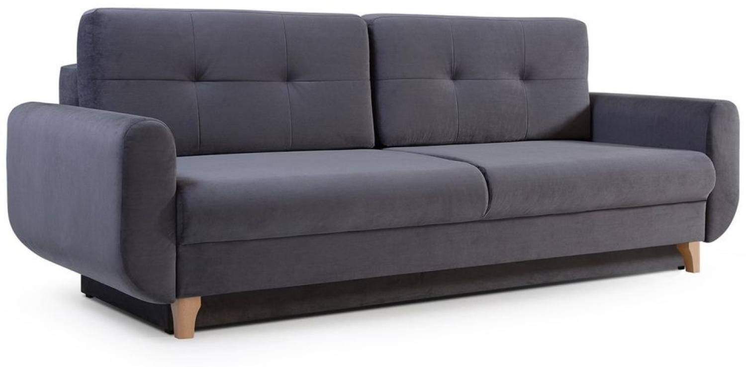 Sofa 3-Sitzer Schlafsofa ARLET Stoff Dunkelgrau Bild 1