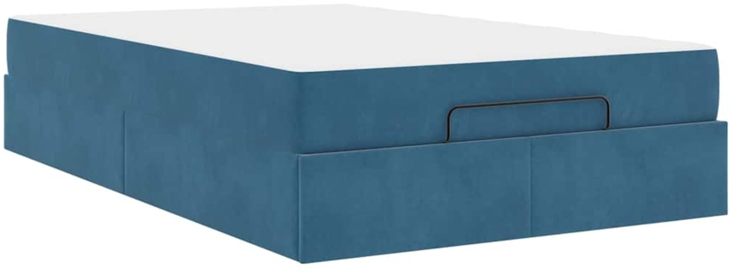 vidaXL Bettgestell mit Matratze mit Speicher Blau 120 x 200 cm Samt 3399556 Bild 1