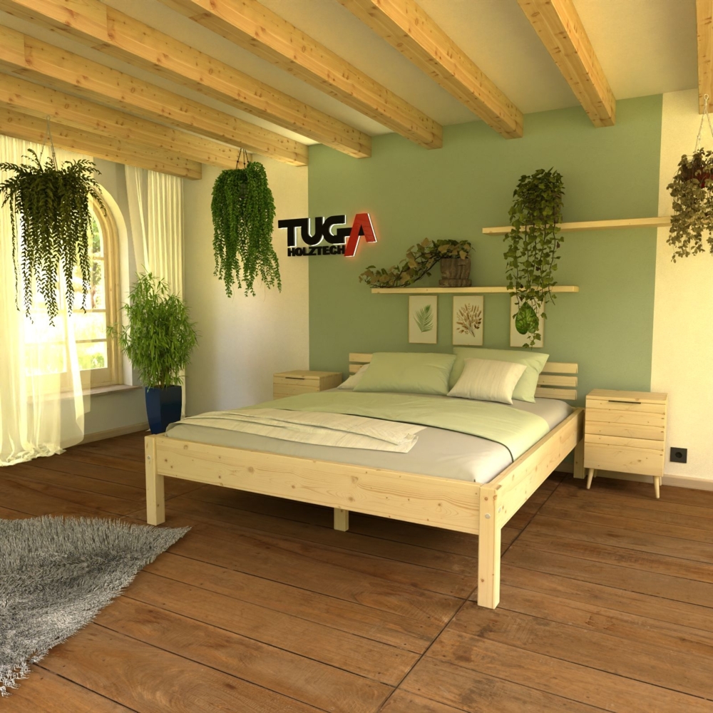 Dübelbett (Fichte) "Schlaf-Nannerl" 200 200 48 Kopfteil als ganzes Bild 1