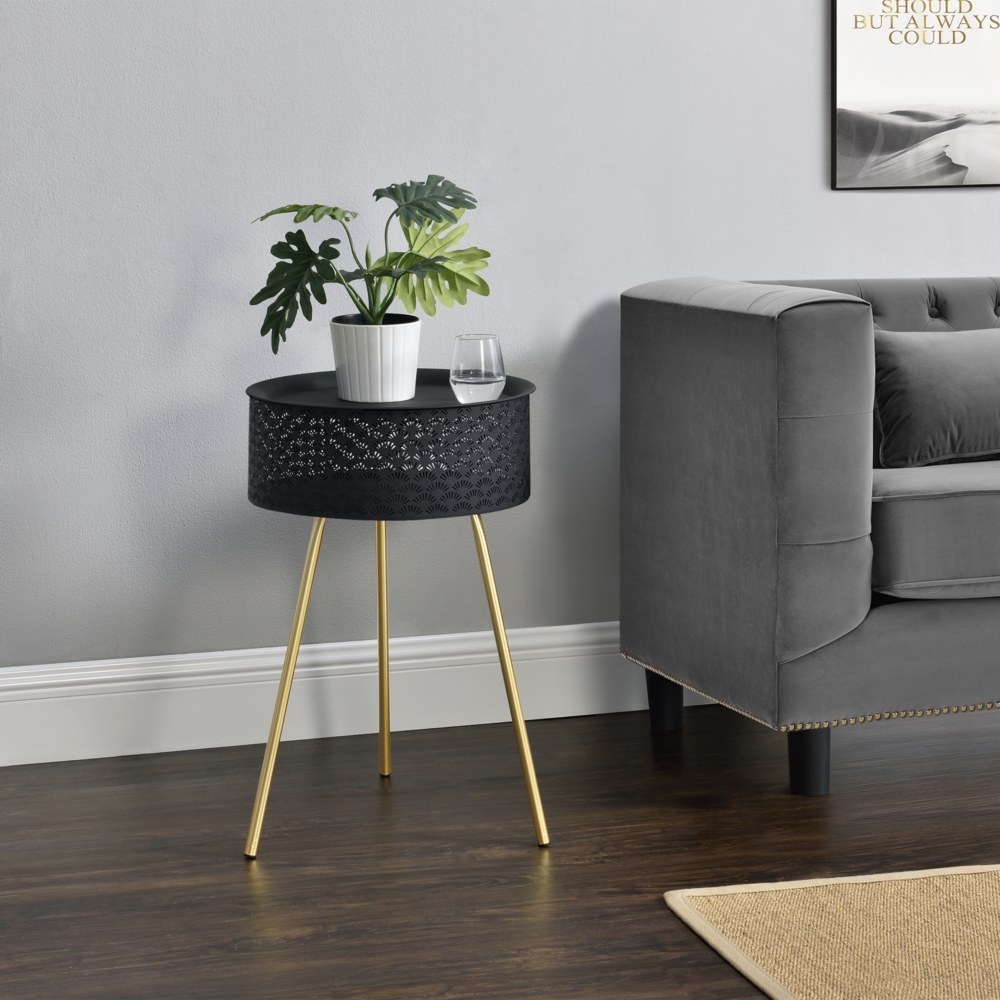 Beistelltisch Forshaga Schwarz-Gold 65x40cm [en. casa] Bild 1