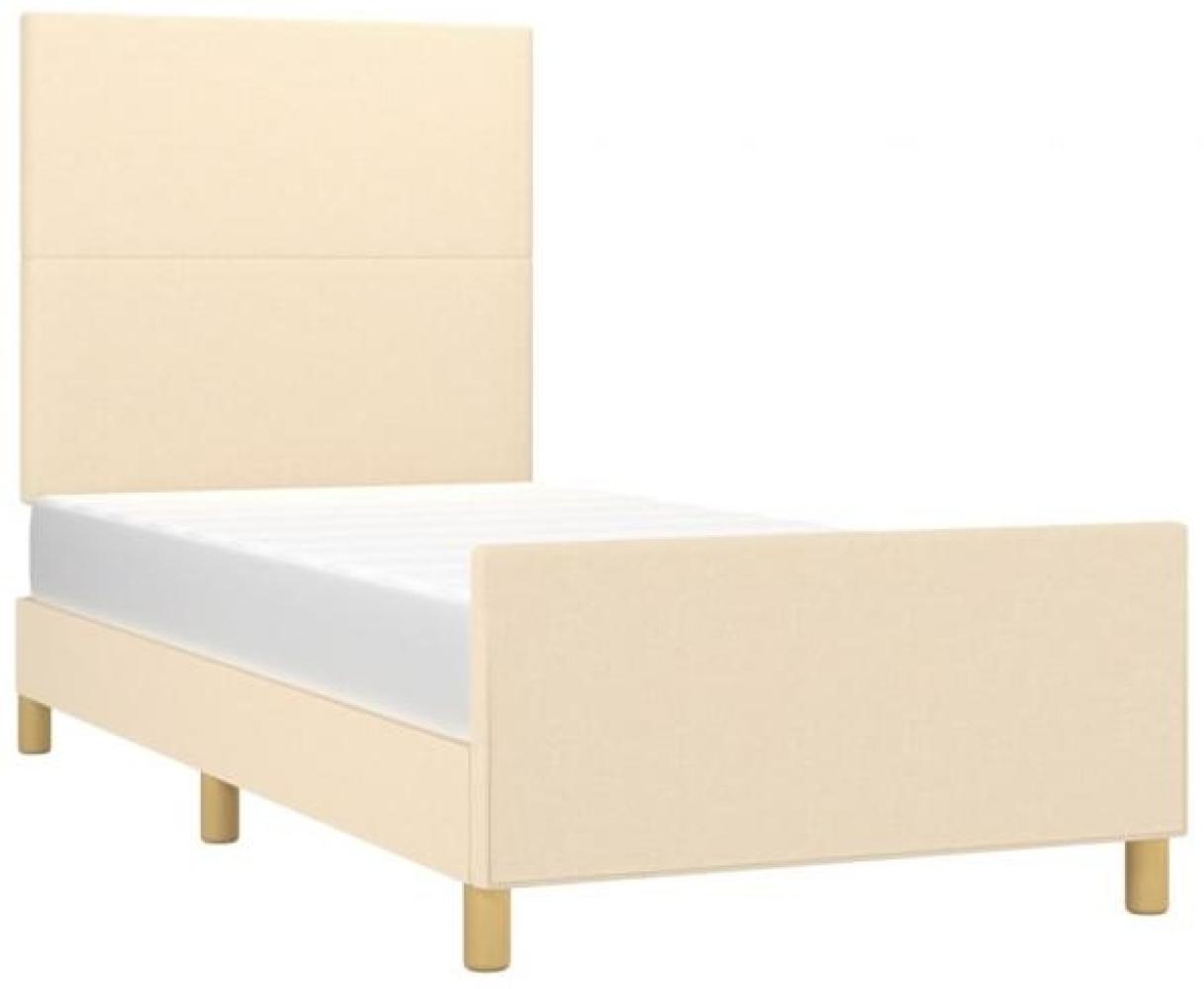 vidaXL Polsterbett mit hohem Kopfteil Stoff Creme 90 x 200 cm Bild 1