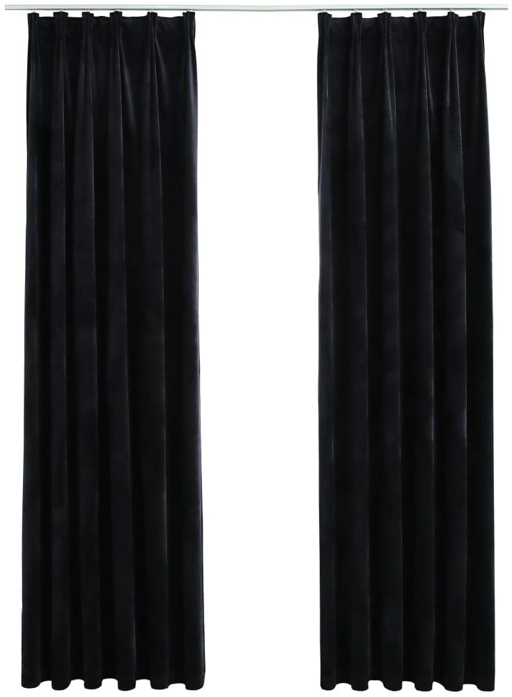 vidaXL Verdunkelungsvorhänge mit Haken 2 Stk. Samt Schwarz 140x245 cm 134494 Bild 1