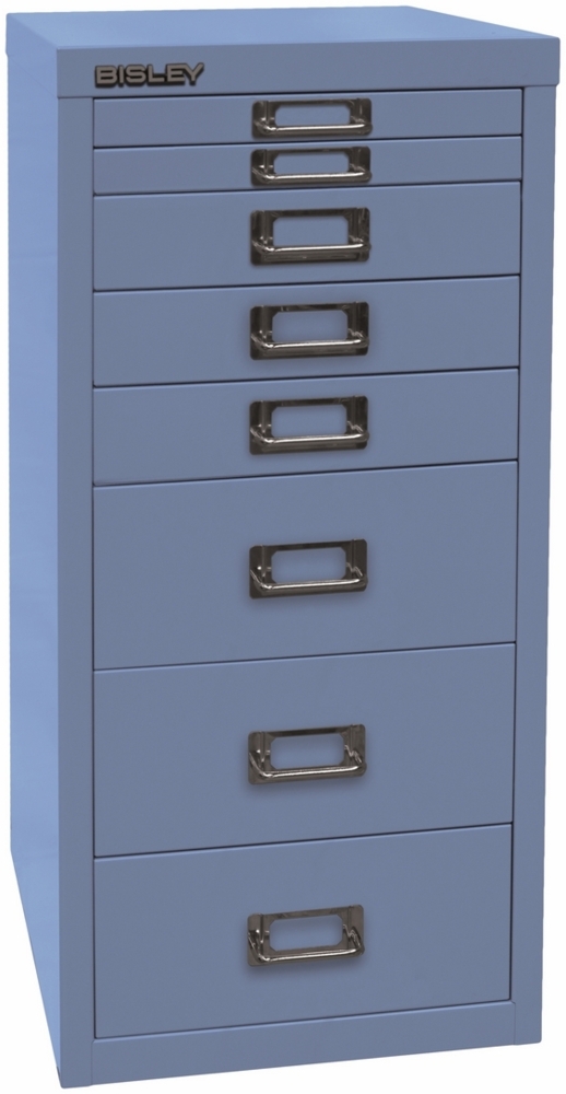 Bisley Multidrawer Schubladenschrank aus Metall mit 8 Schubladen DIN A4 ohne Sockel - Farbe: Blau, L298-605 Bild 1