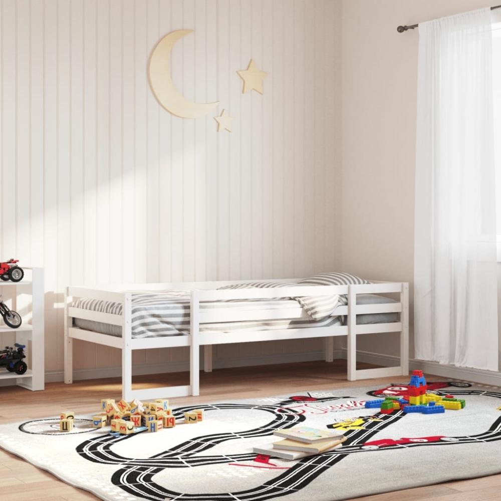 vidaXL Kinderbett Weiß 90x200 cm Massivholz Kiefer 846865 Bild 1