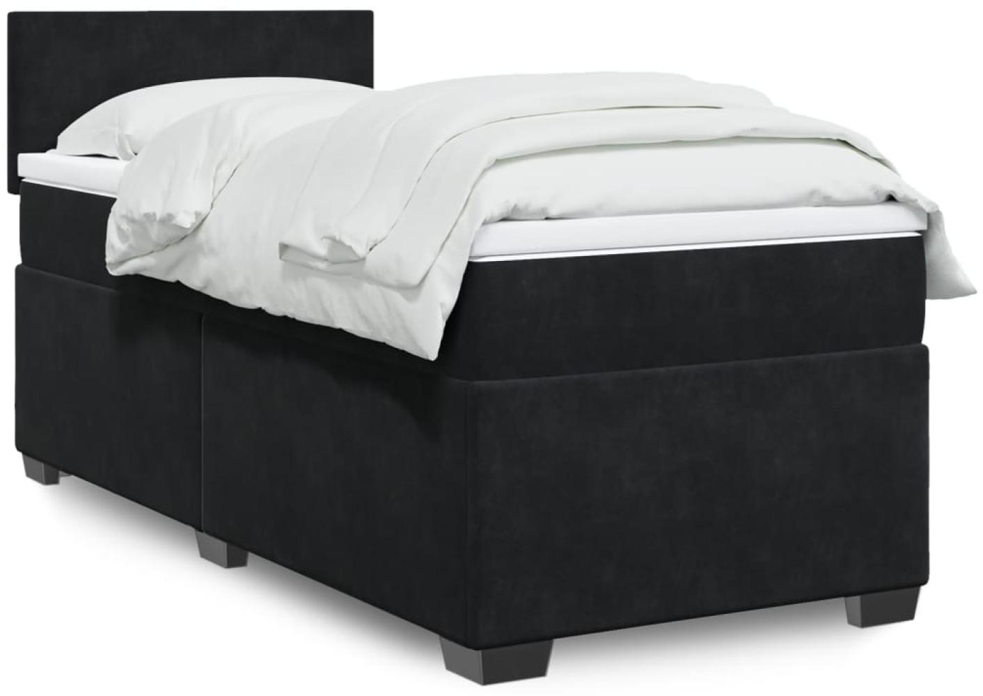 vidaXL Boxspringbett mit Matratze Schwarz Samt 3288769 Bild 1