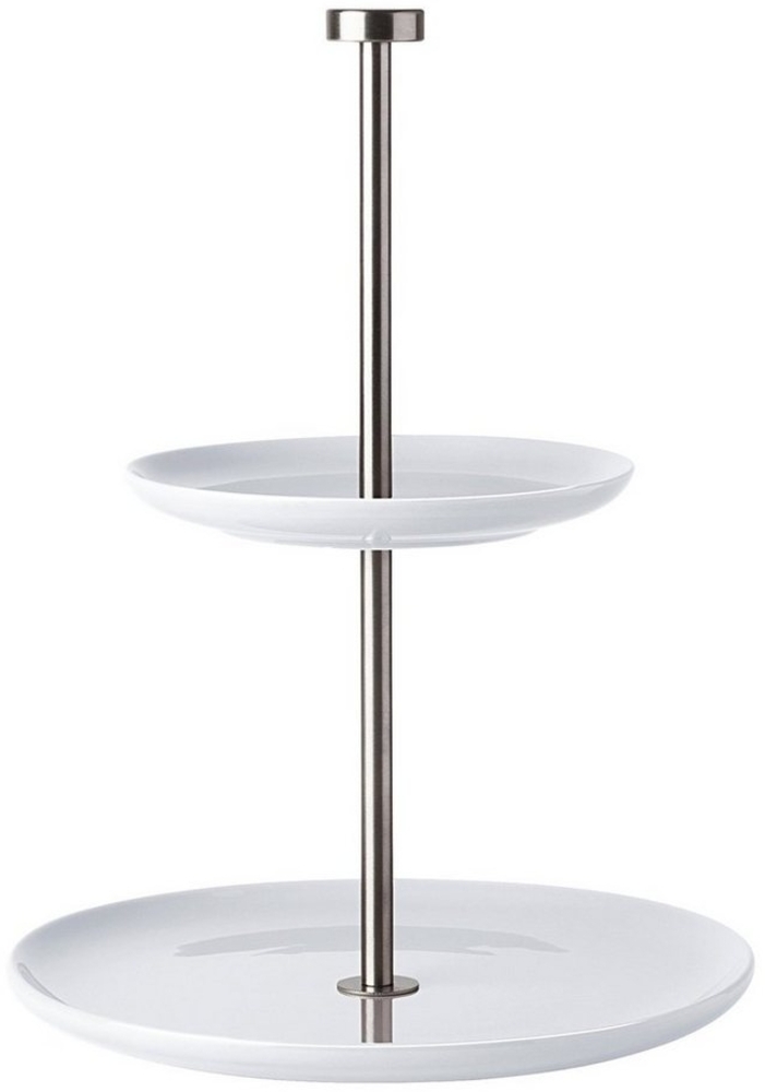 ASA Selection Grande Etagere Flach, 2 stufig, Keramik / Edelstahl, Weiß, H 25 cm, 92152146 Bild 1