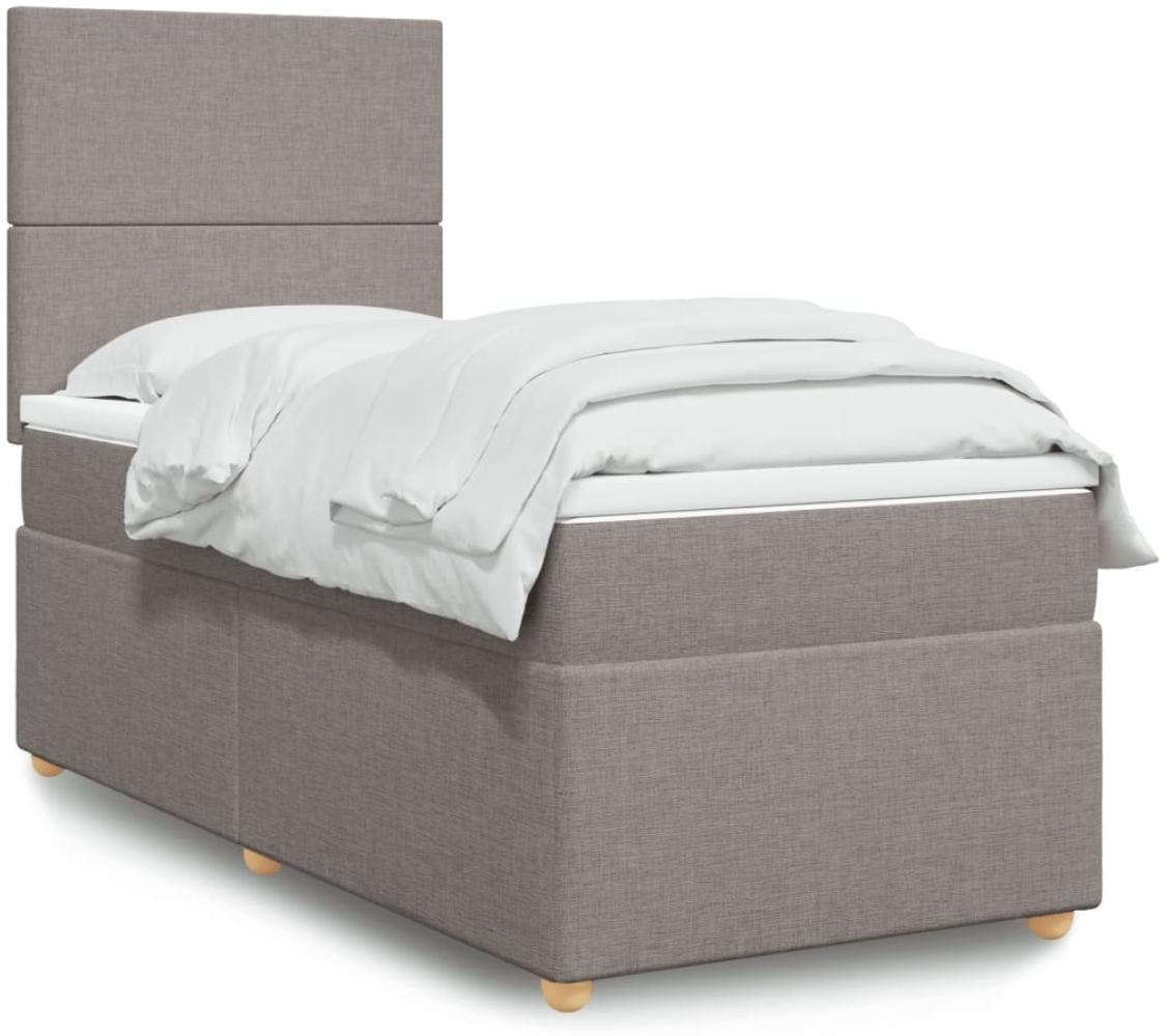 vidaXL Boxspringbett mit Matratze Taupe 100x200 cm Stoff 3293488 Bild 1