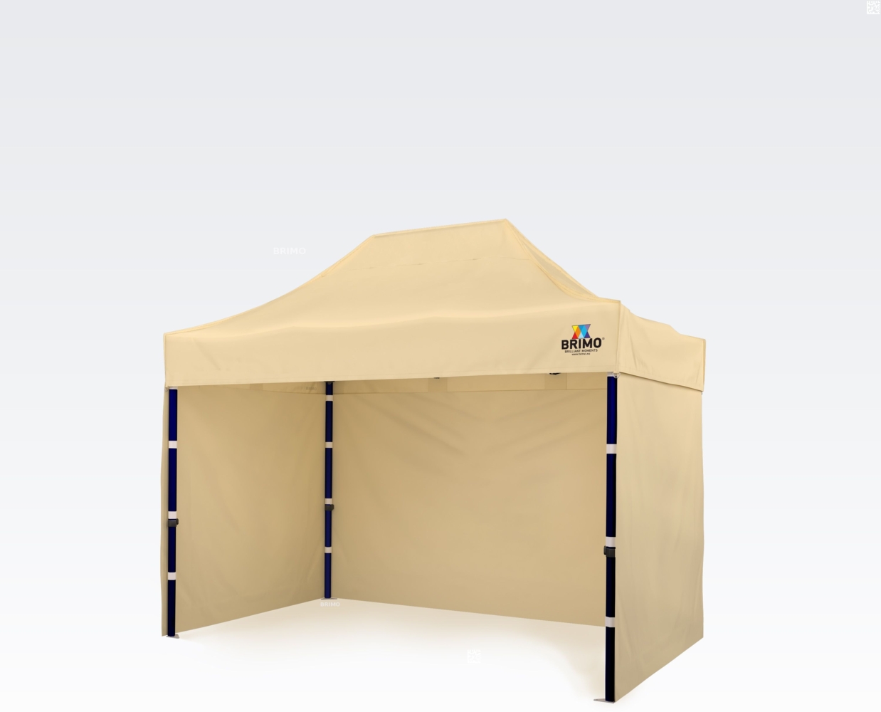 Schnellaufbau-Stand 2x3m (3 Wände): Starke Stahlkonstruktion für Markthändler - mit 3 Wänden - Beige Bild 1