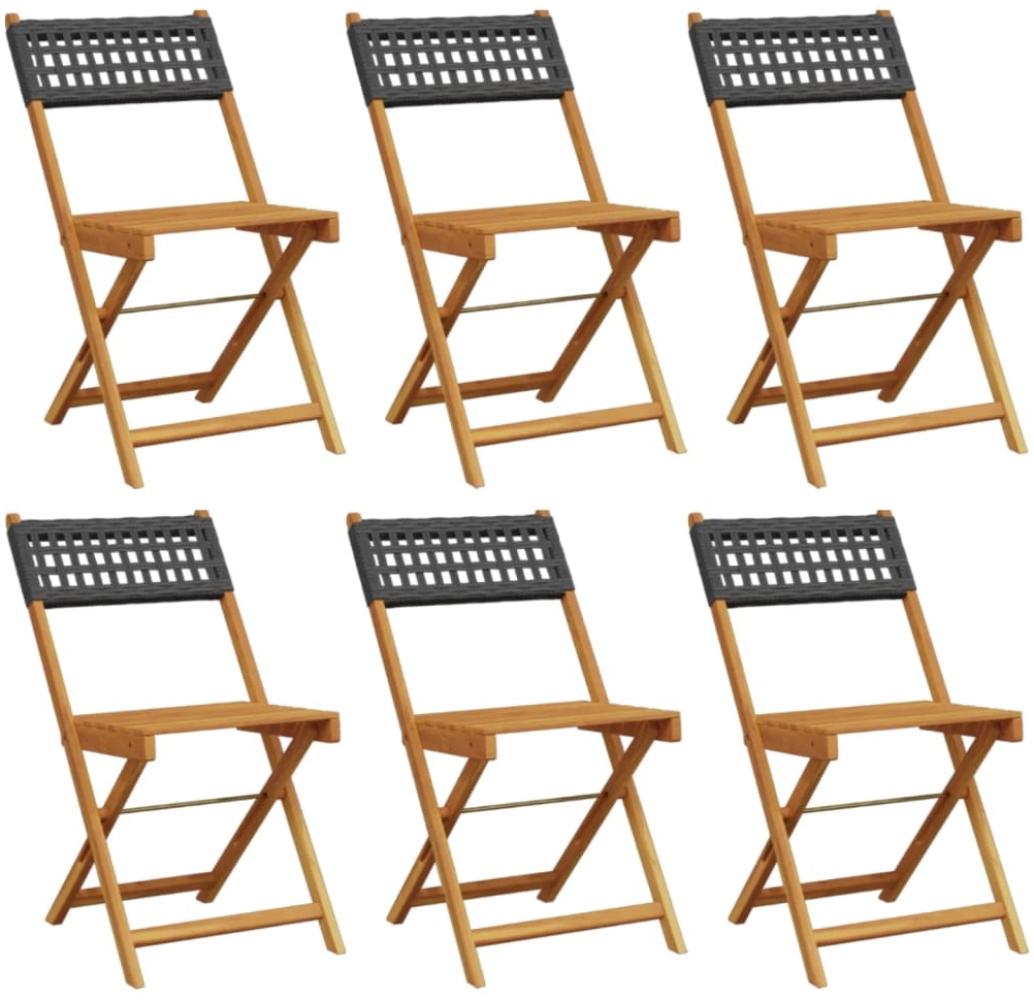 vidaXL Gartenstühle 6 Stk. Klappbar Schwarz Poly Rattan & Massivholz 3214593 Bild 1