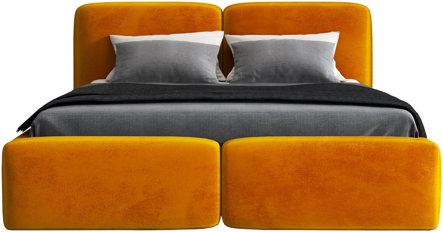 Polsterbett OLKE 140x200 ohne Matratze mit Bettkasten und Lattenrost. Farbe: Senf 8 Bild 1