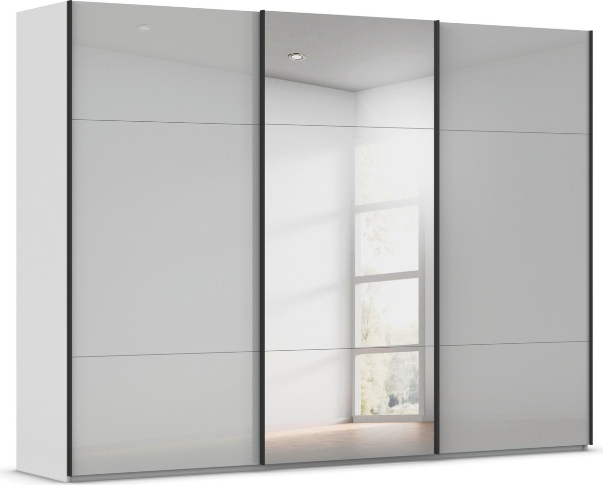 rauch Schwebetürenschrank Kleiderschrank Schrank Garderobe Schlafzimmerschrank CONTIDO (in 3 verschiedenen Ausstattungen BASIC/CLASSIC/PREMIUM) aus hochwertigem Material in 6 Breiten 2 Griff-Farben MADE IN GERMANY Bild 1