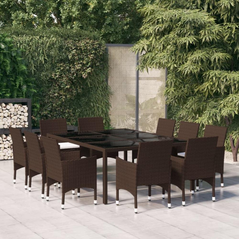 vidaXL 11-tlg. Garten-Essgruppe Poly Rattan-Braun Bild 1