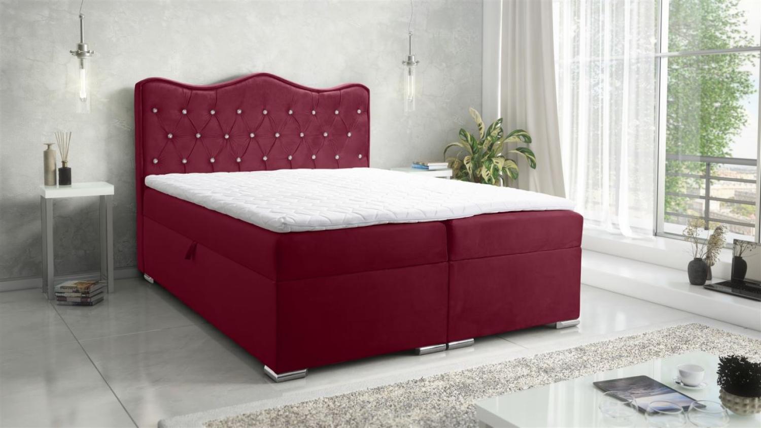 Boxspringbett Schlafzimmerbett SULTAN New in Stoff Velvet X Bordeauxrot 180x200cm Bild 1