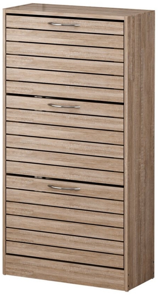 FUFU&GAGA Schuhschrank Schuhschrank mit 3 Klappen und 6 Fächer, Holzfarbe, 54 B*24 T*107 H cm Bild 1