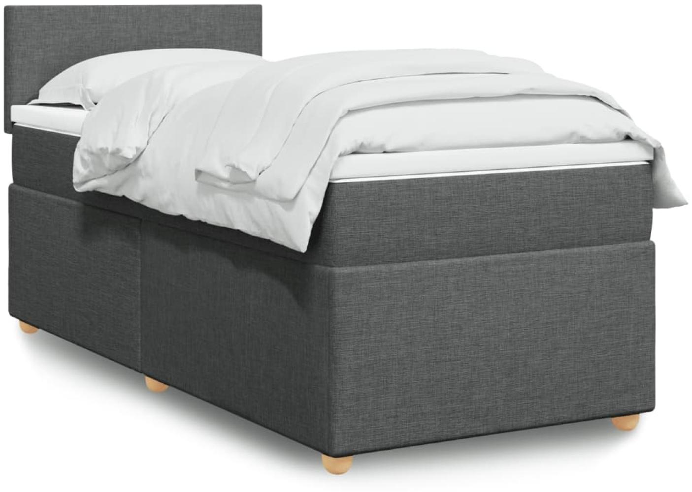 vidaXL Boxspringbett mit Matratze Dunkelgrau 90x200 cm Stoff 3288857 Bild 1