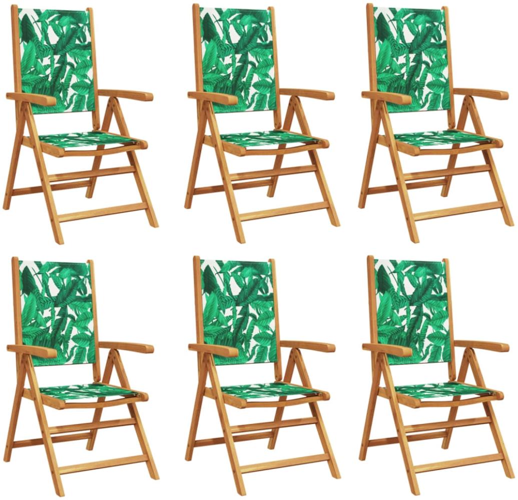 vidaXL Gartenstühle Verstellbar 6 Stk. Grün Stoff und Massivholz 3214551 Bild 1