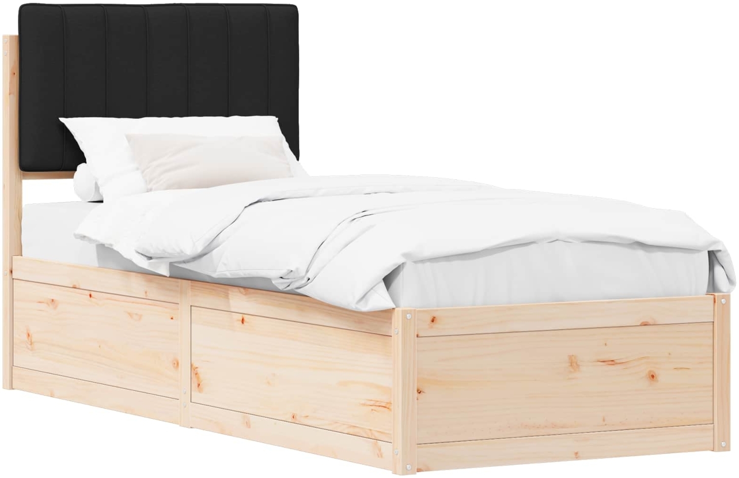 vidaXL Bettgestell mit gepolstertem Kopfteil Schwarz 75x190 cm 877811 Bild 1