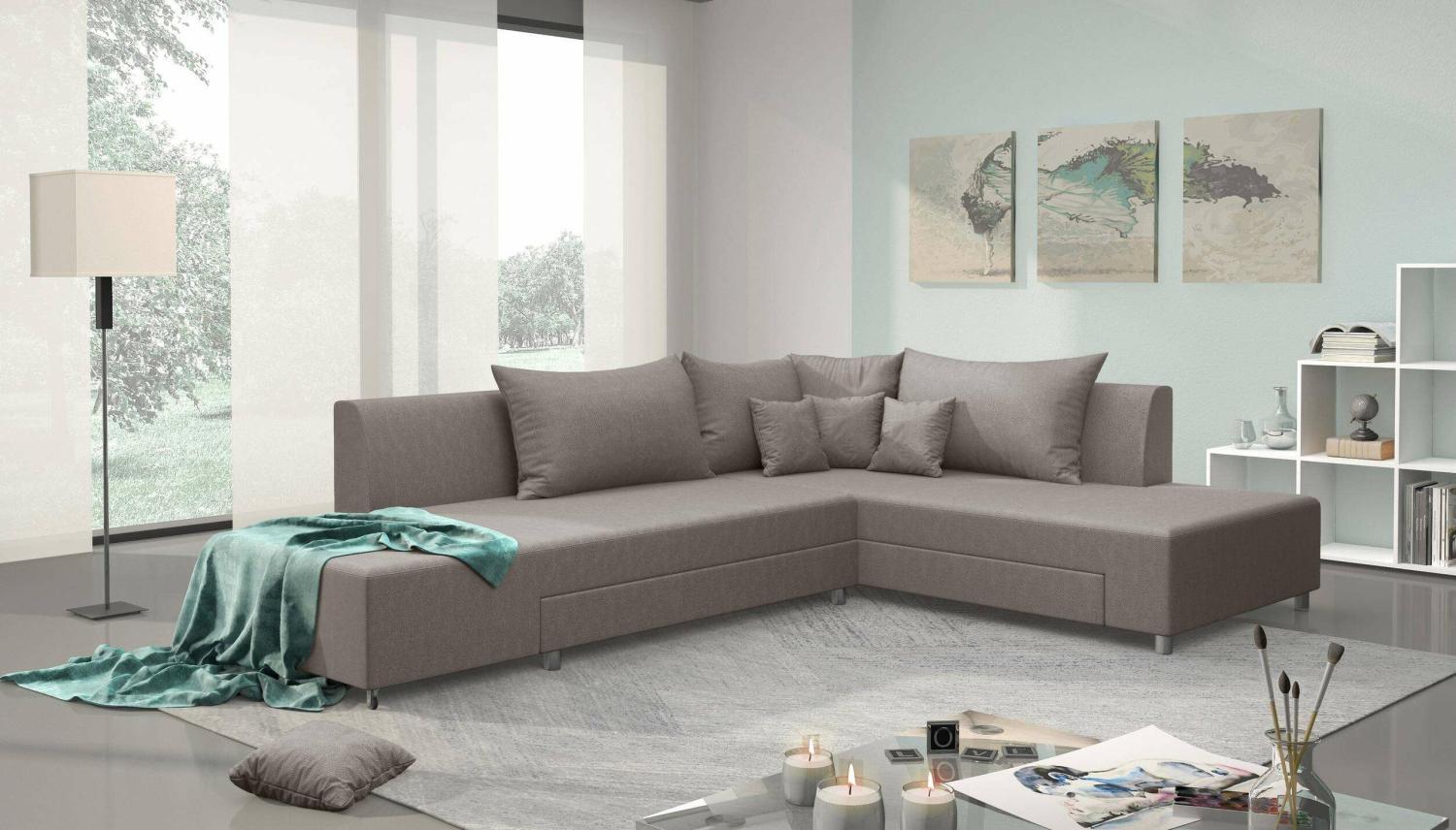 Stylefy Livia Ecksofa Hellbraun Velours Bild 1