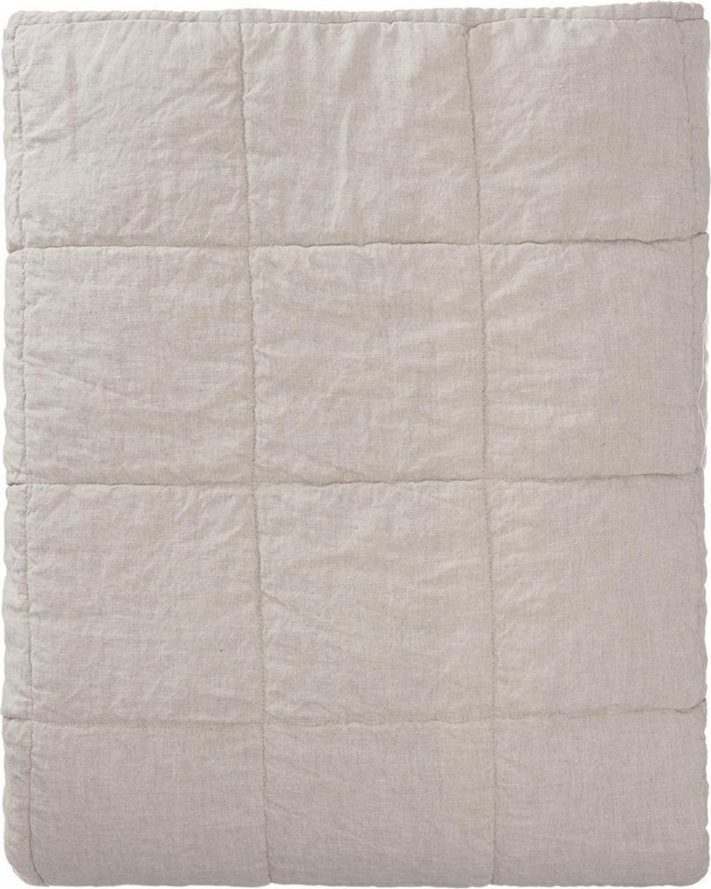Urbanara Tagesdecke Überwurf Karlay - 100% Leinen, Wattierte Tagesdecke mit gestepptem Karomuster Bild 1