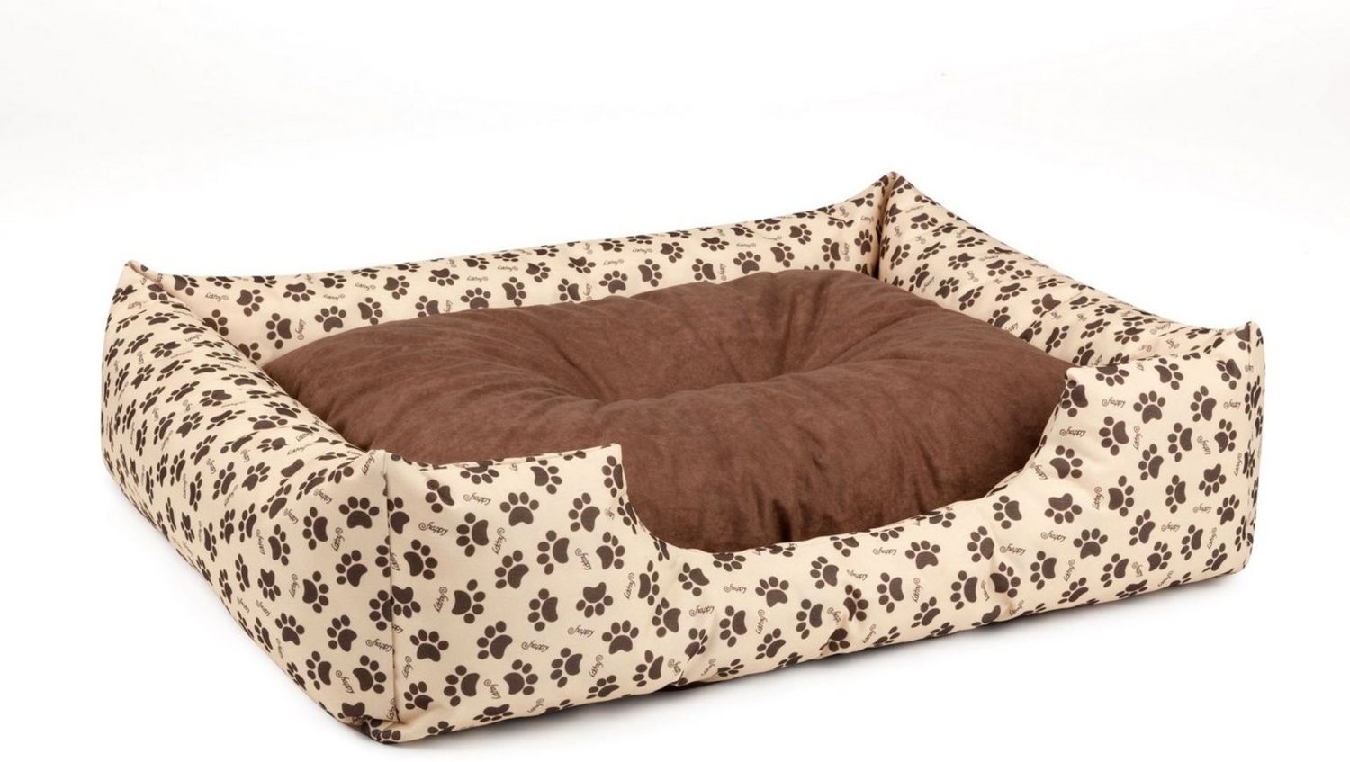 BedDog Hundebett MIMI, Hundesofa aus Cordura, Microfaser-Velours, waschbares Hundebett vier-eckig mit Rand, Hundekissen (S) ca. 55 x 40 x 17 cm, CHOCOLATE-DOG (beige/braun) Bild 1