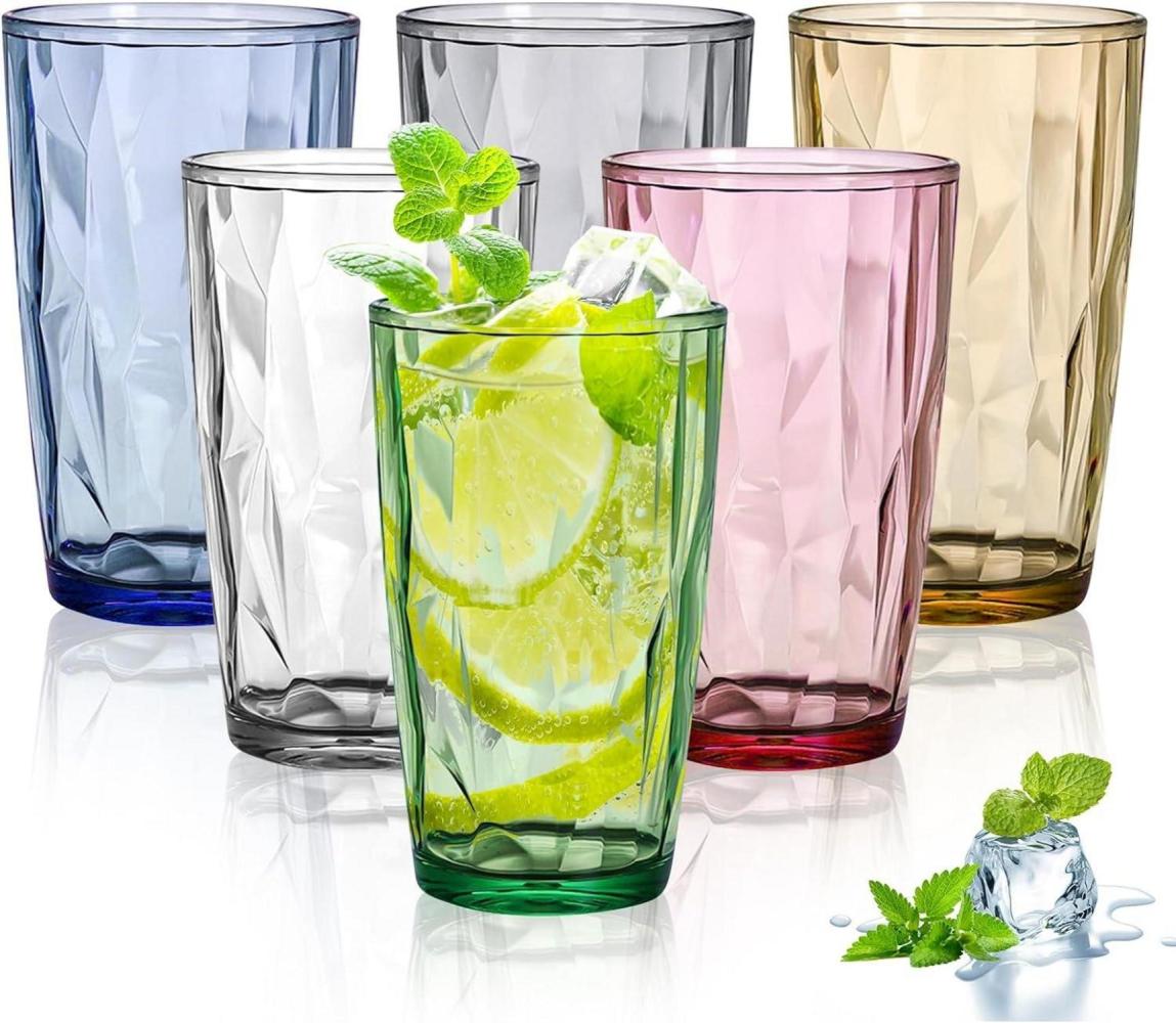 6er Set Große Acryl Trinkgläser 470 ml - Wassergläser Cocktailgläser Bild 1