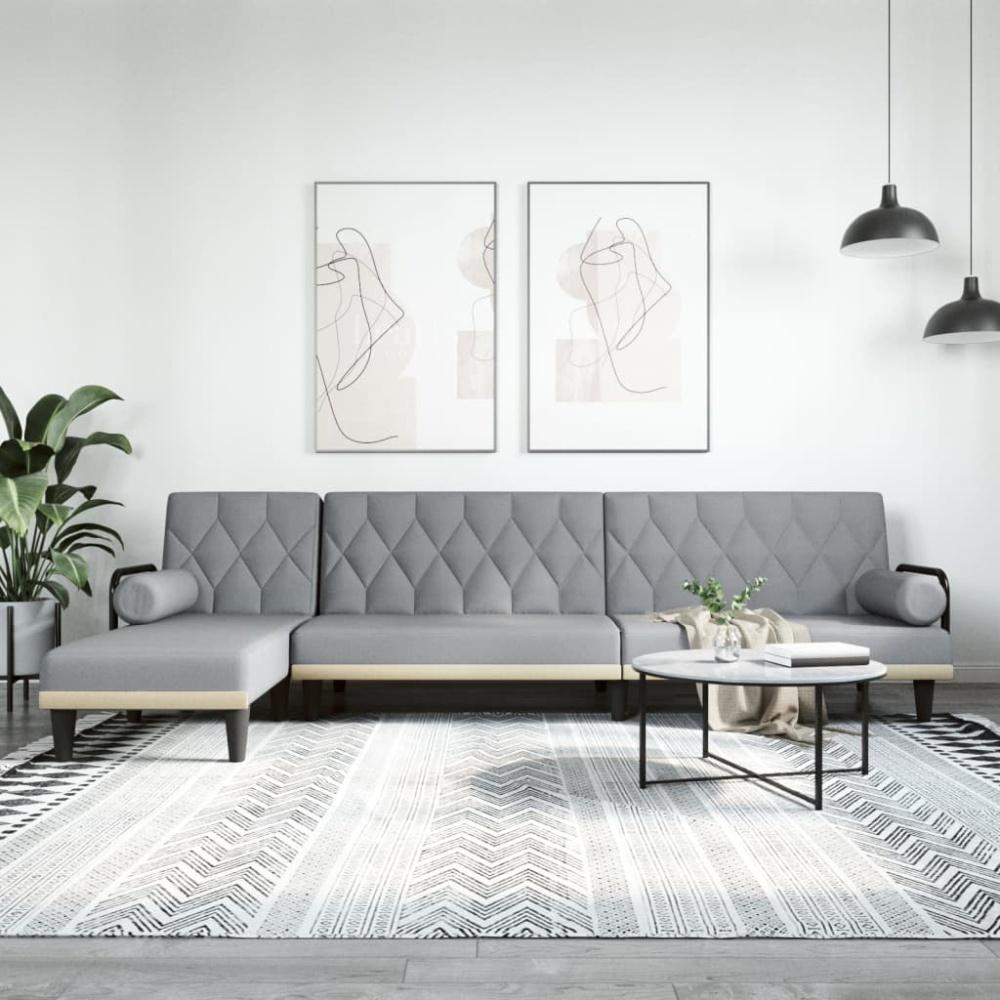 vidaXL Schlafsofa in L-Form Hellgrau 260x140x70 cm Stoff Bild 1