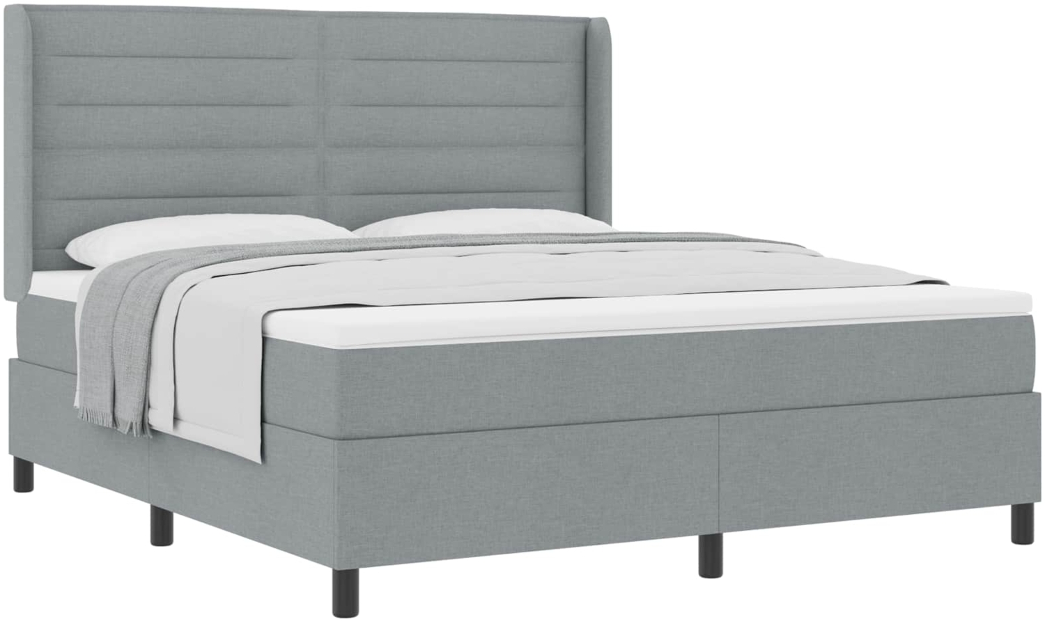 vidaXL Boxspringbett mit Matratze Hellgrau 180x200 cm Stoff 3341595 Bild 1